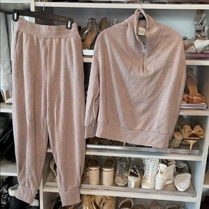 Varley DoubleSoft Zip-Up in Soft Beige